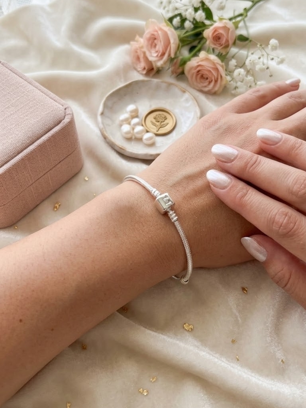 925 Square Clasp Snake Chain Bracelet